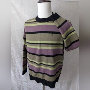 Volcom Lovage Line Stripe Green Purple Polyamide Warm Sweater